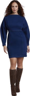 ELOQUII Seamed Denim Mini Dress (plus)