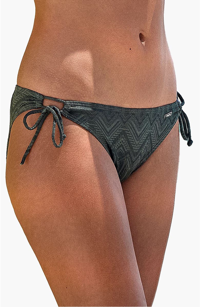 LASCANA Textured Side Tie Bikini Bottom, Main, color, Olive