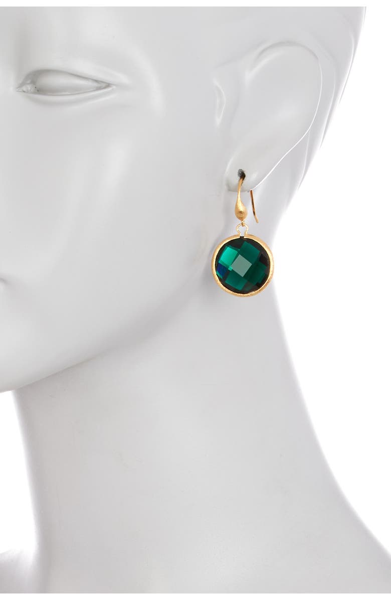 RIVKA FRIEDMAN Faceted Emerald Crystal Satin Round Single Dangle Earrings, Alternate, color,