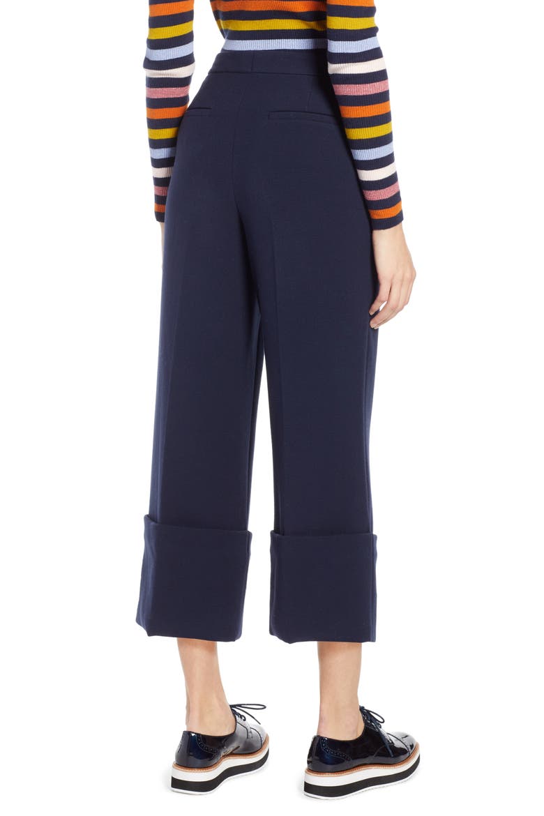 x Atlantic-Pacific High Waist Wide Cuff Ankle Pants, Alternate, color, NAVY
