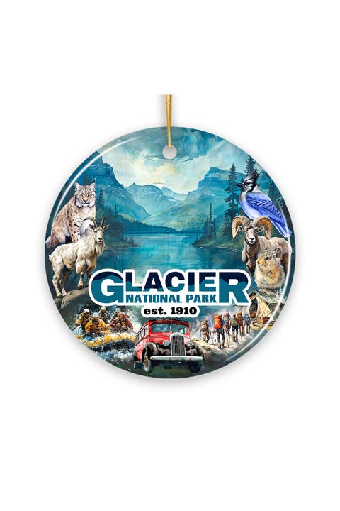 Glacier National Park Adventure Round Ceramic Ornament