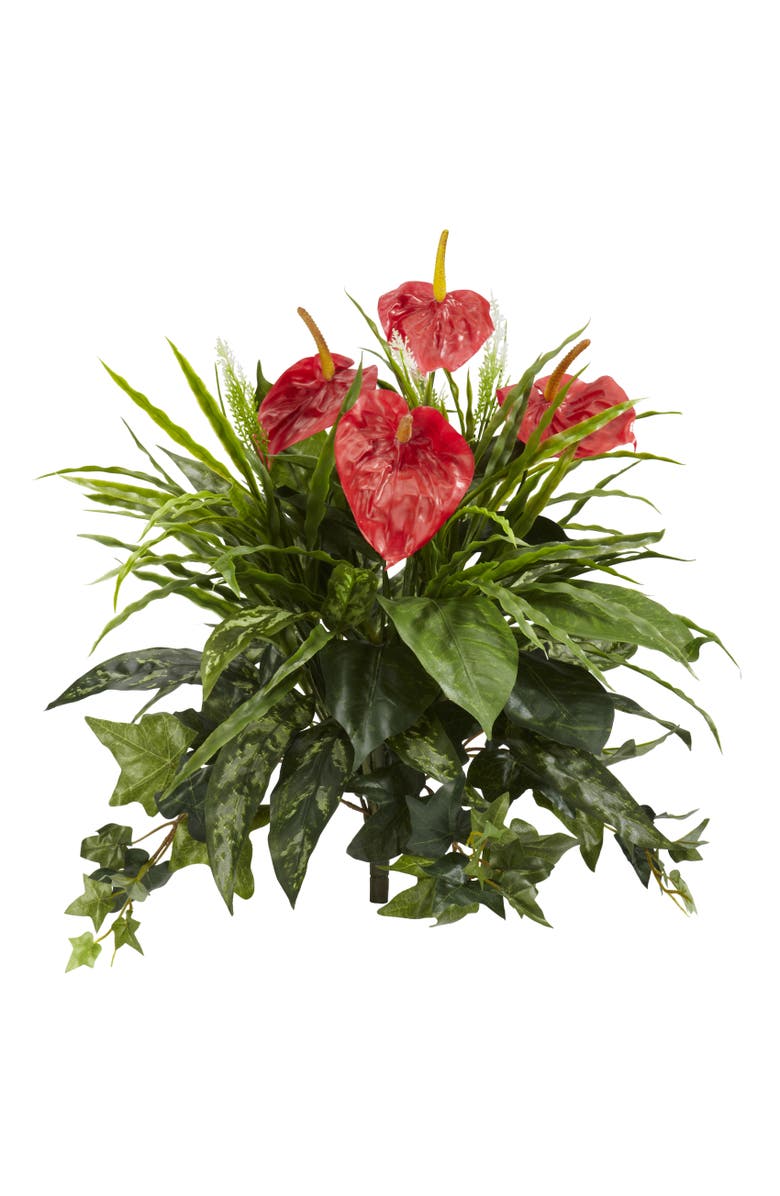 NEARLY NATURAL 24-in Mixed Anthurium Artificial Plant, Main, color, Red