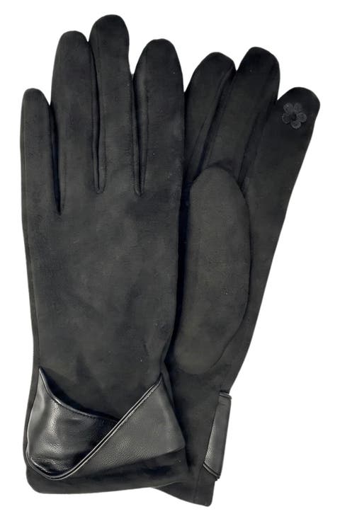 Tech Faux Suede Twisted Gloves