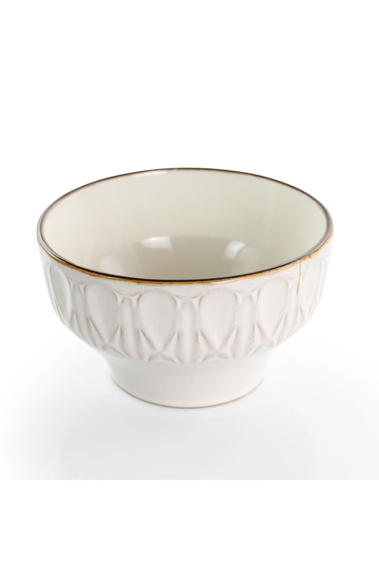 Gibson Elite Golden Halo 16 Piece Stoneware Dinnerware Set, Alternate, color, White