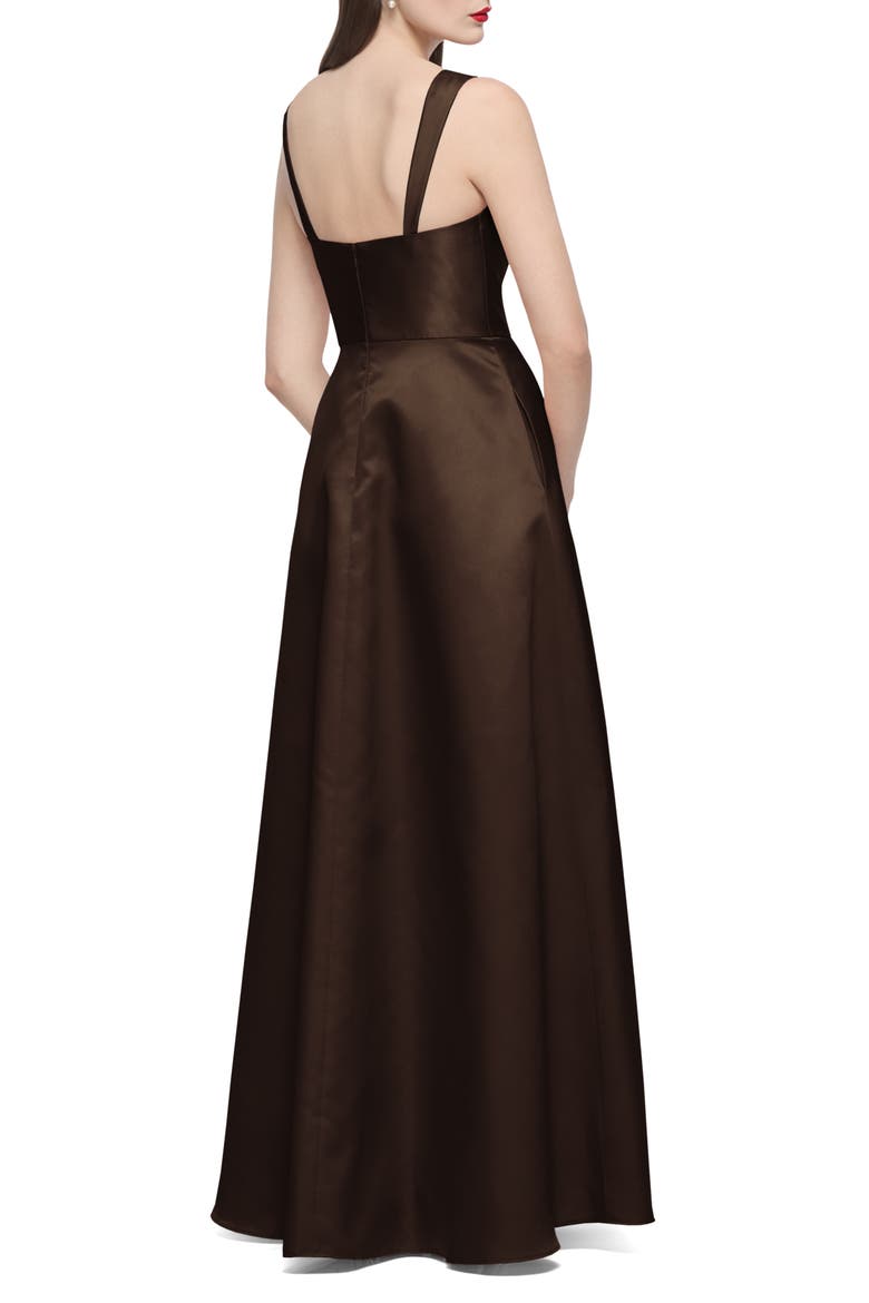 Lyssa Sleeveless Matte Satin Gown, Alternate, color, ESPRESSO