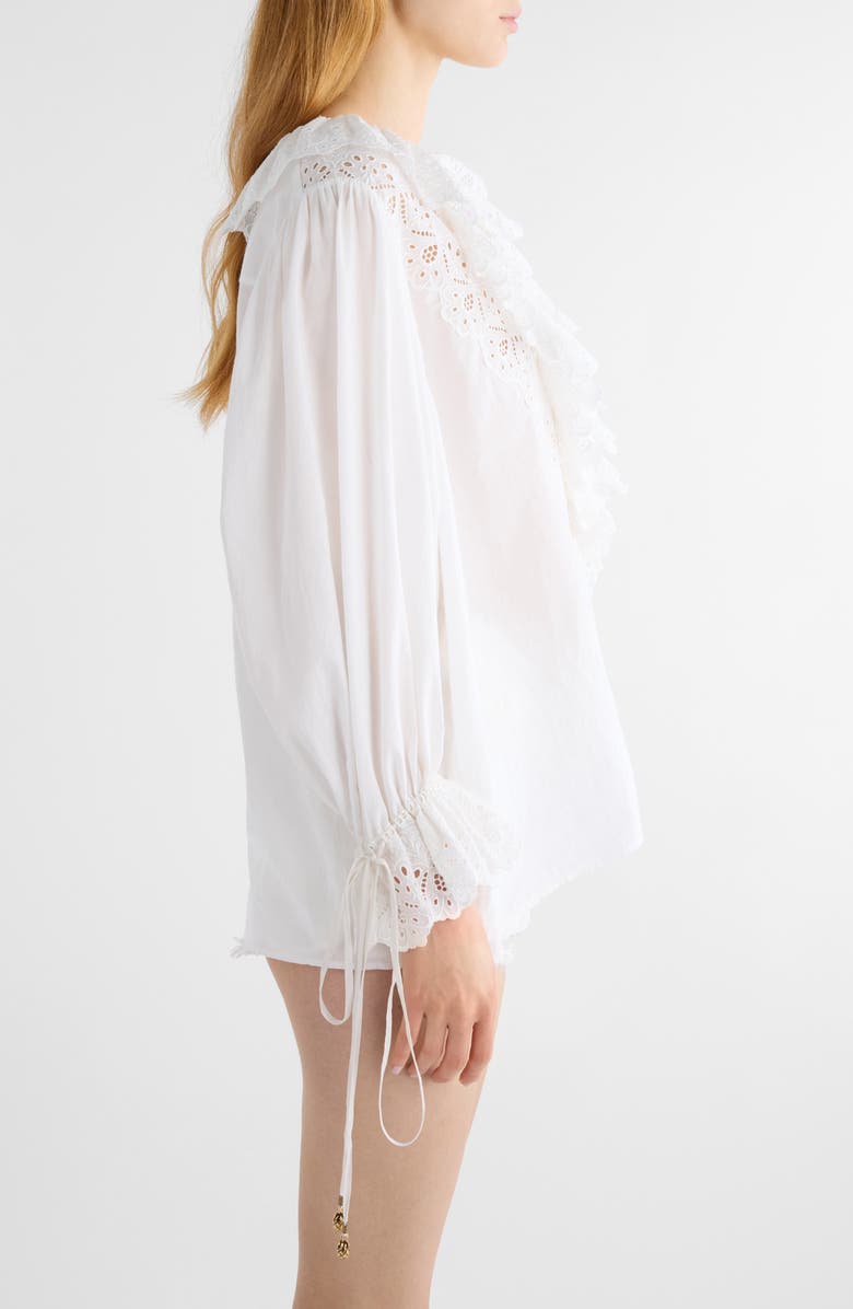 Chloé Ruffle Cotton Voile Top, Alternate, color, Iconic Milk