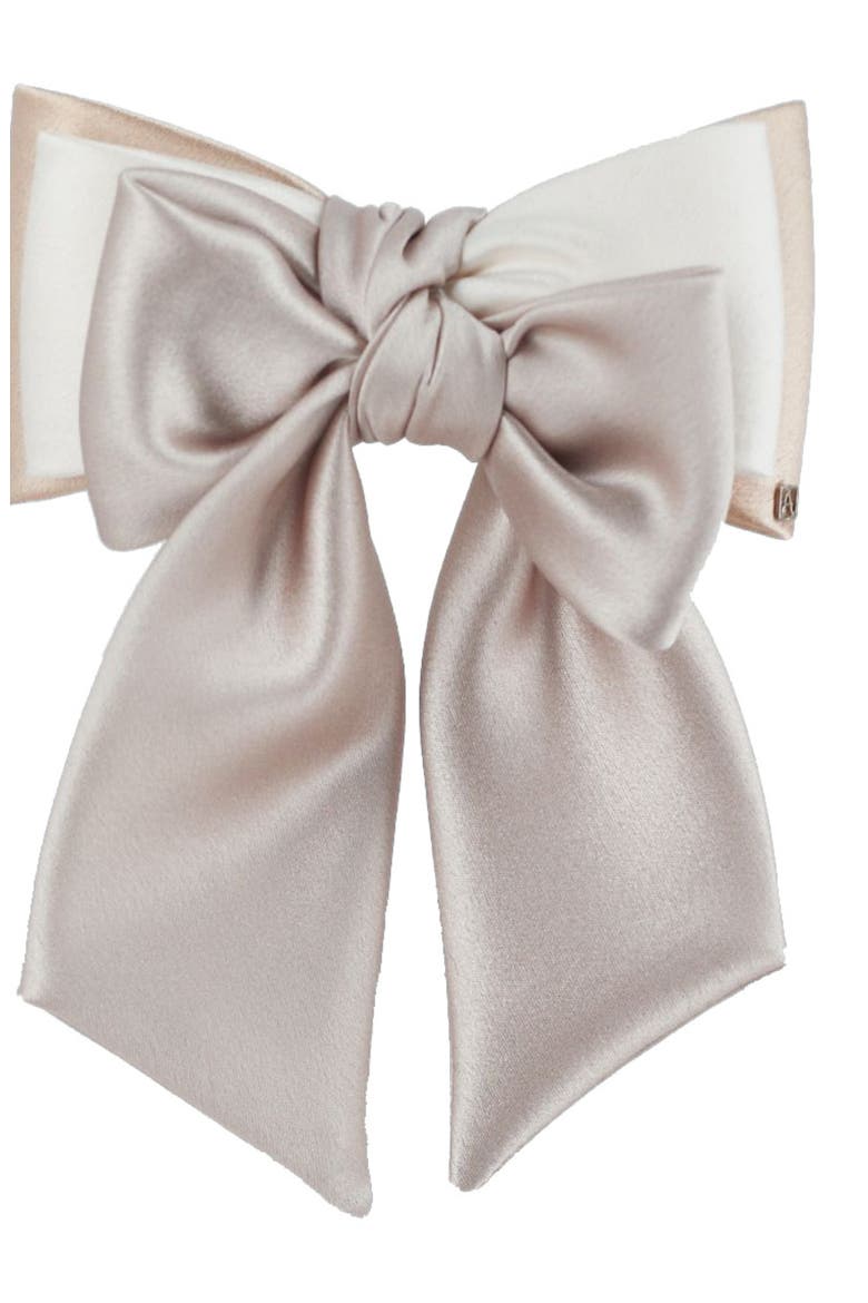 Premiere Dame silk bow barette, Main, color, pink