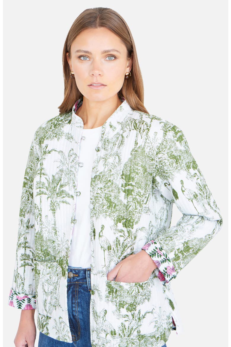 Collar Reversible Cotton Quilted Jacket, Alternate, color, Green