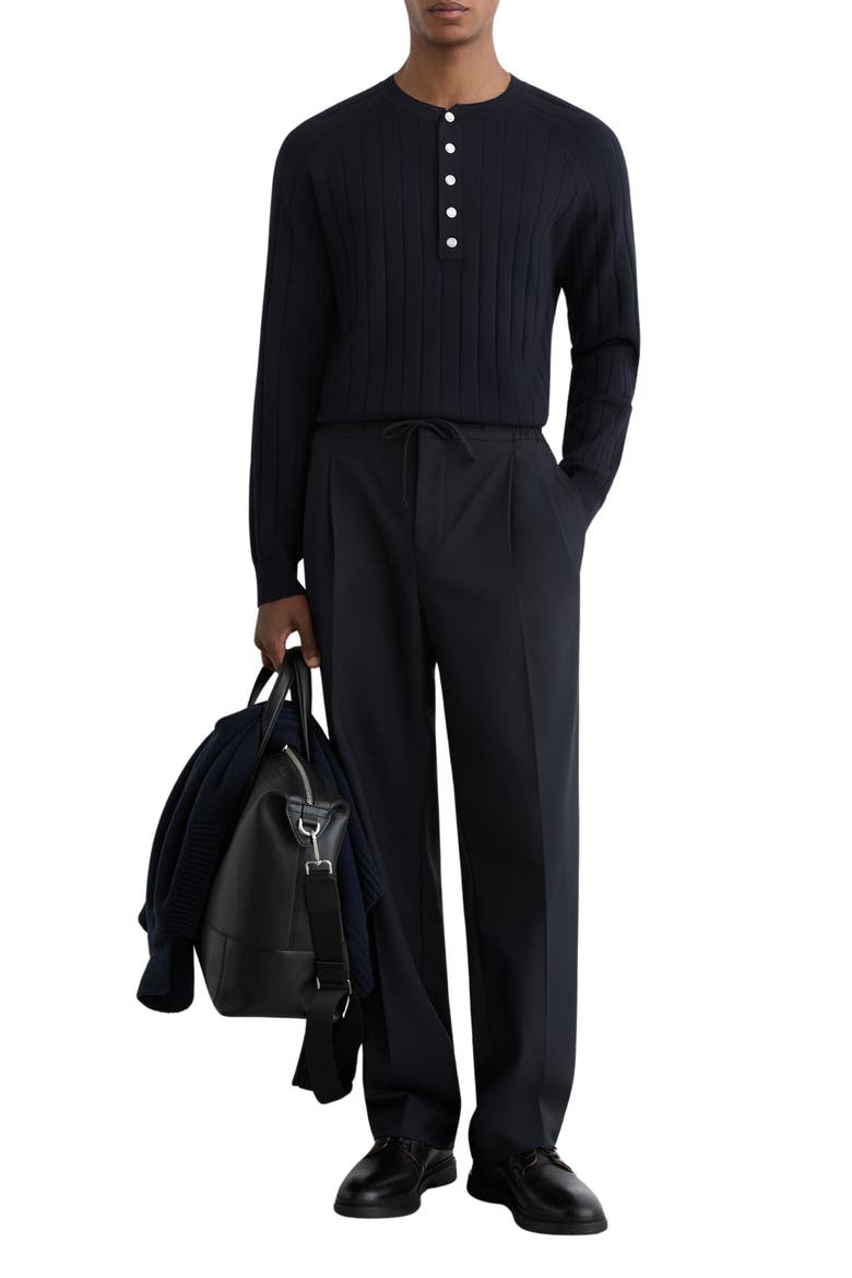 Andres Ribbed Henley Sweater, Alternate, color, NAVY