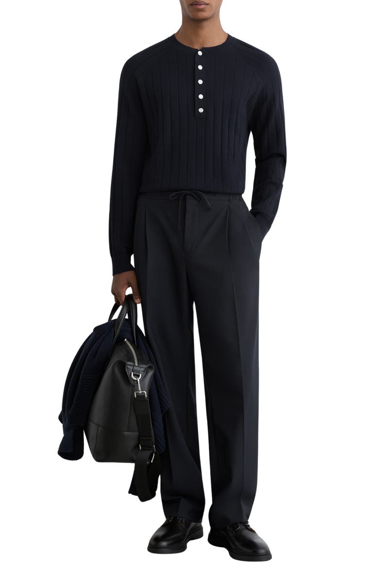 Reiss Andres Ribbed Henley Sweater, Alternate, color, Navy