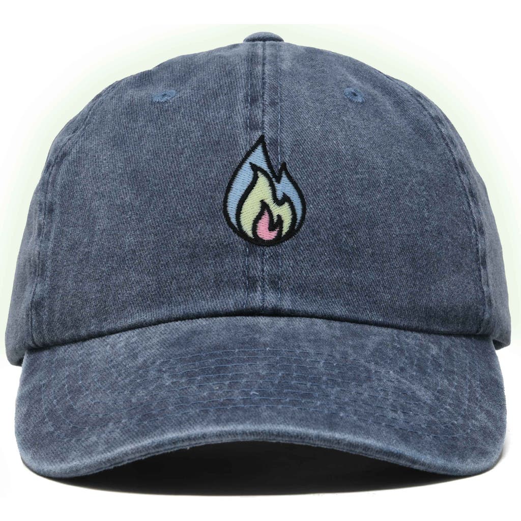 Dalix Fire Dad Hat In Washed Navy Blue