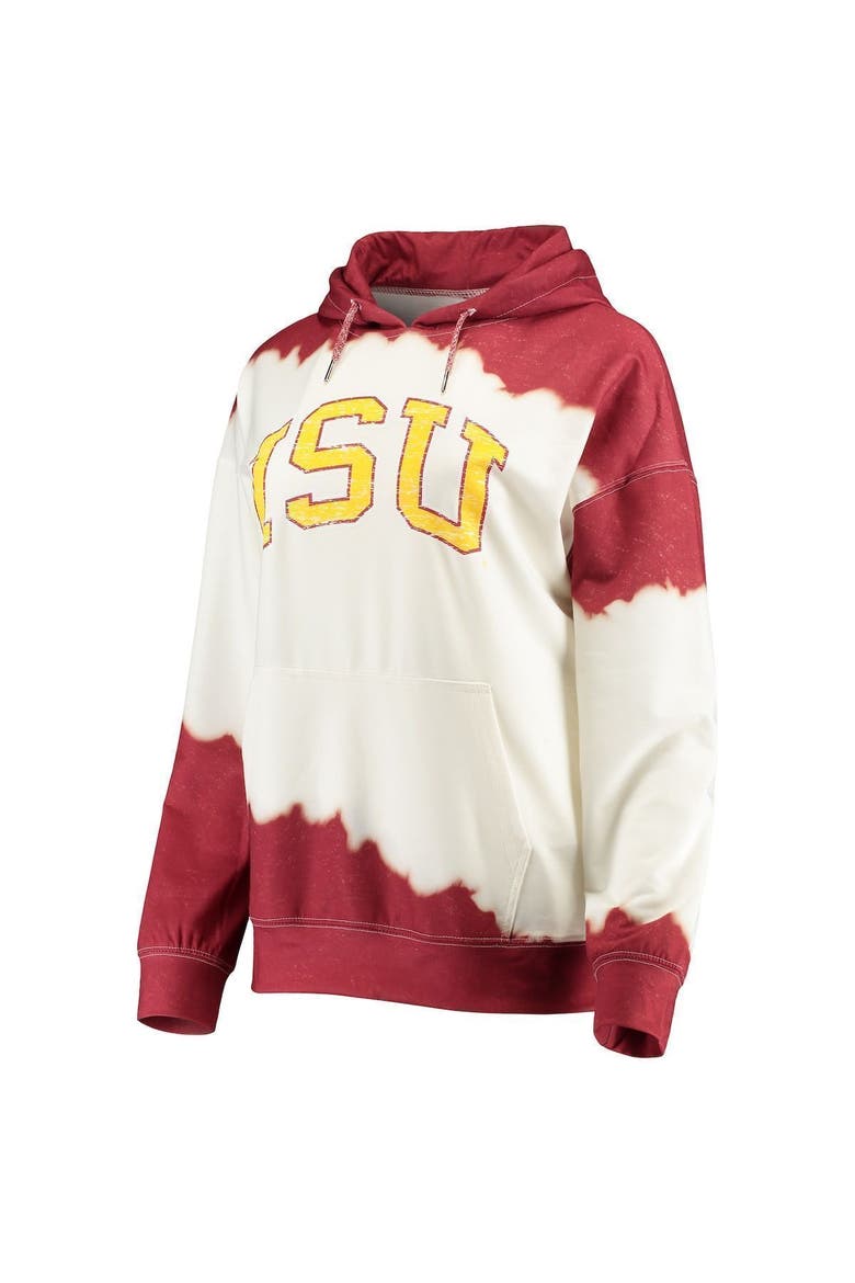 Women's Gameday Couture White/Cardinal Iowa State Cyclones For the Fun Double Dip-Dyed Pullover Hoodie, Alternate, color, White