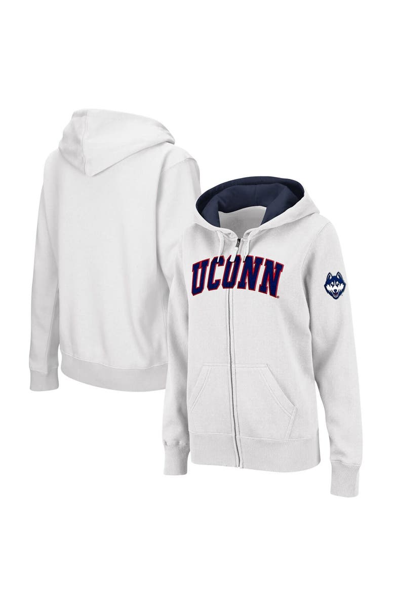 COLOSSEUM Women's Colosseum  White UConn Huskies Arched Name Full-Zip Hoodie, Alternate, color, White