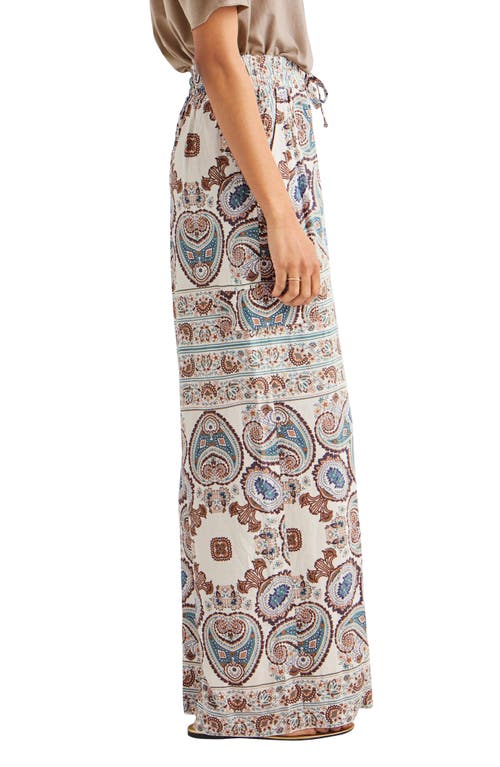 Splendid Venice Scarf Print Wide Leg Cargo Pants In Blue