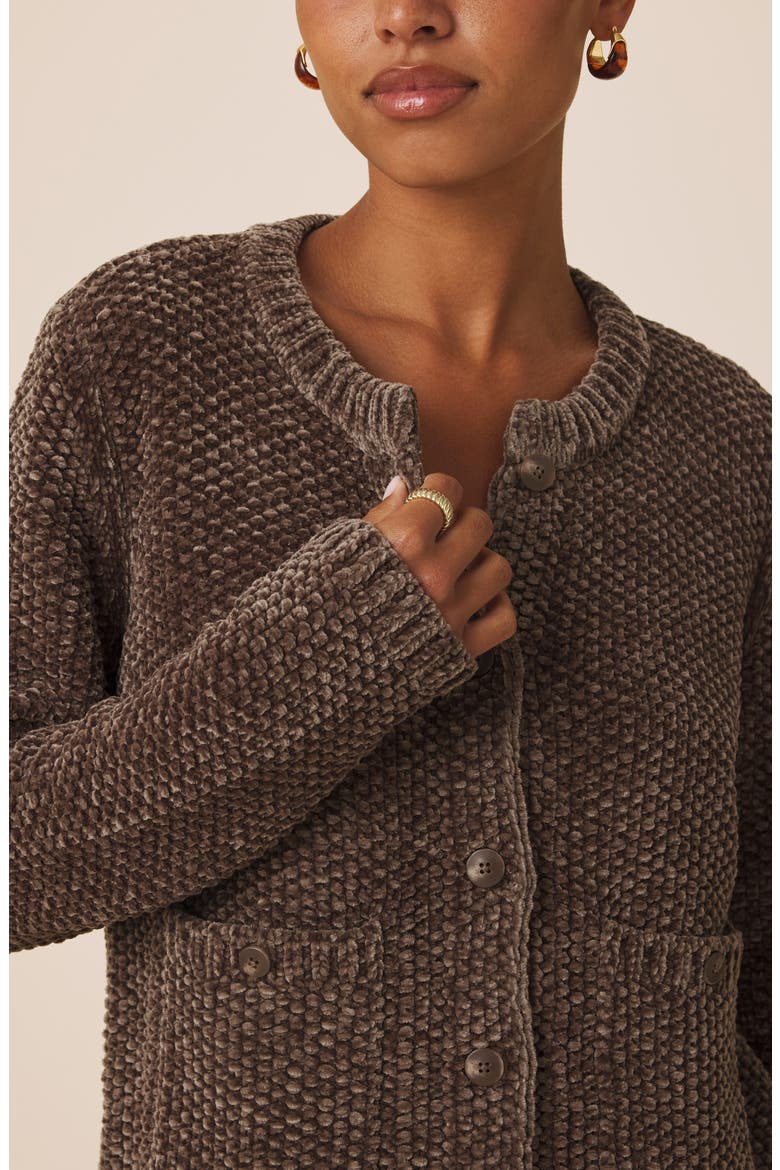 Aubrey Chenille Cardigan, Alternate, color, CEDAR BROWN