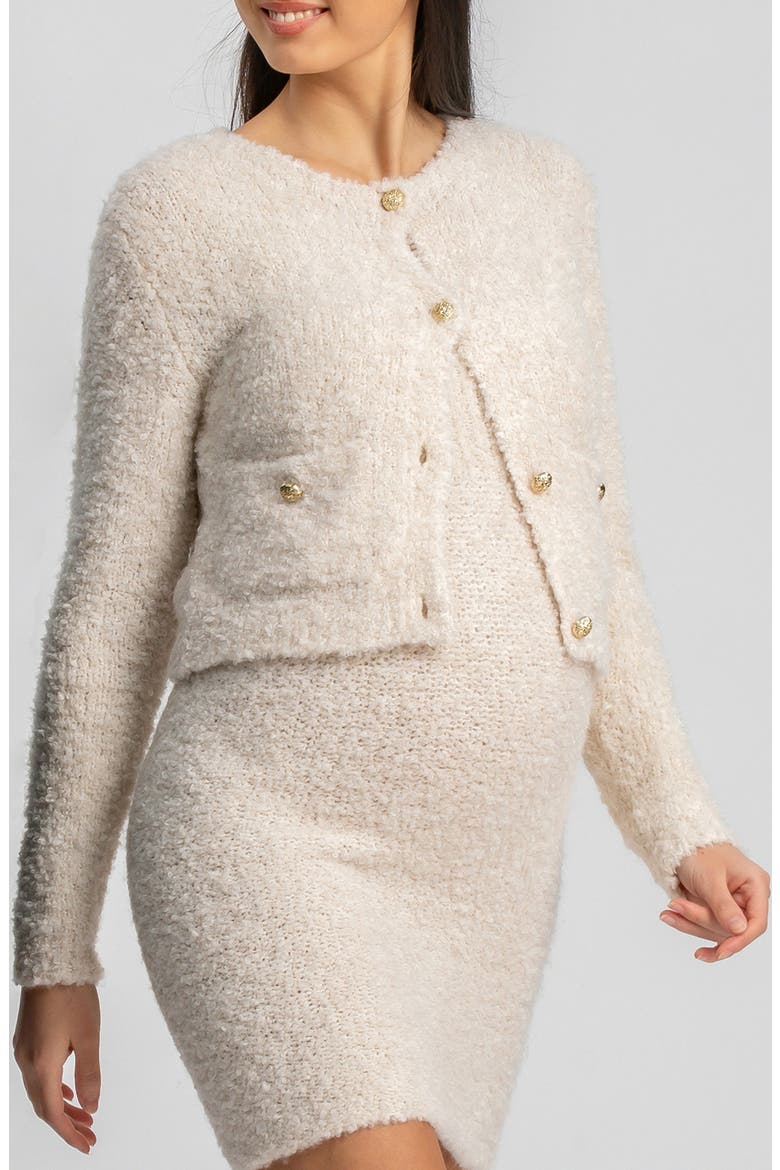 The Courchevel Bouclé Maternity Sweater Jacket, Main, color, ALMOND MILK