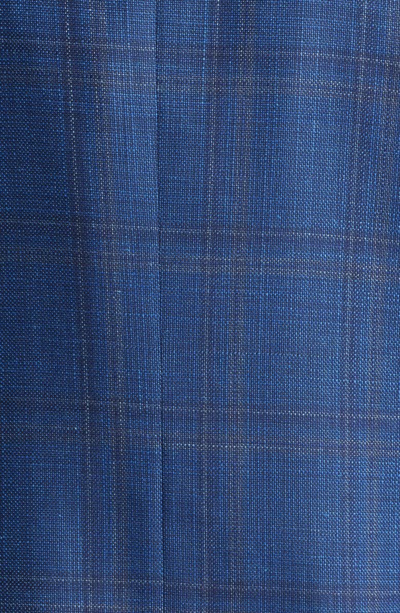 Canali Kei Trim Fit Blue Mélange Shadow Plaid Wool & Silk Blend Sport Coat, Alternate, color, Brt Blue