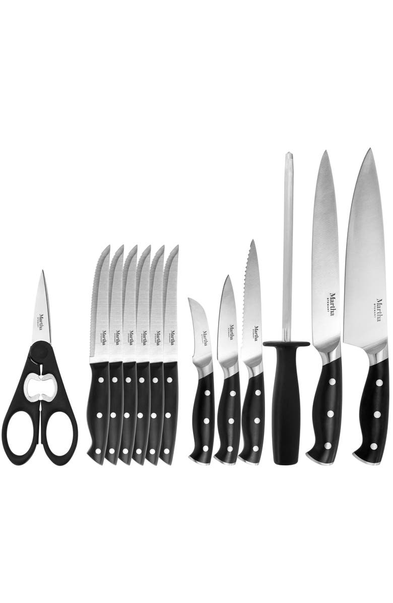 MARTHA STEWART Stainless Steel 14 Piece Cutlery and Knife Block Set, Alternate, color, Black
