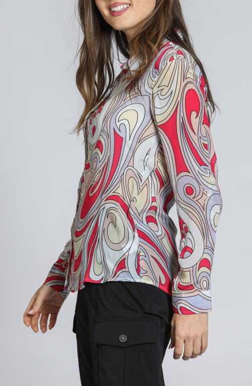 Apny Print Button-up Shirt In Purple Multi