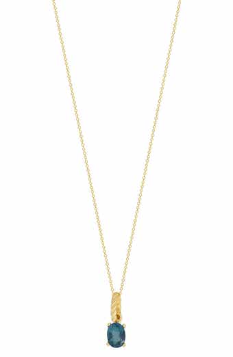 Bony Levy BLC 14K Gold London Blue Topaz Pendant Necklace