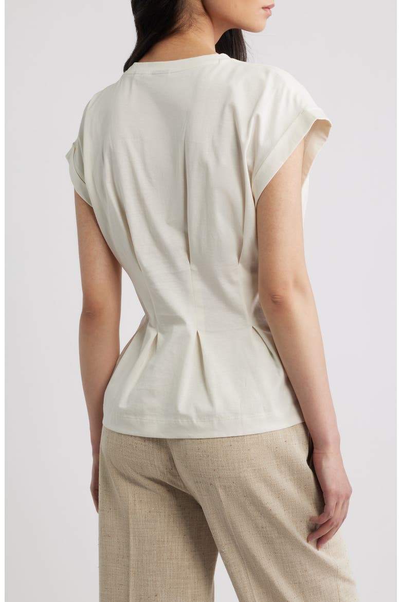 Evinata Pleated Peplum Top, Alternate, color, SOFT CREAM