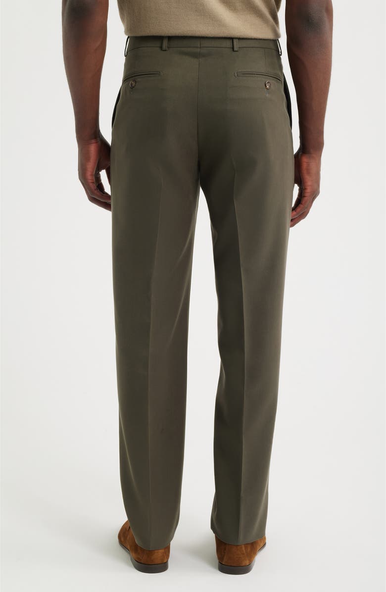 Berle Nano Reflex Solid Flat Front Dress Pants, Alternate, color, Dark Olive
