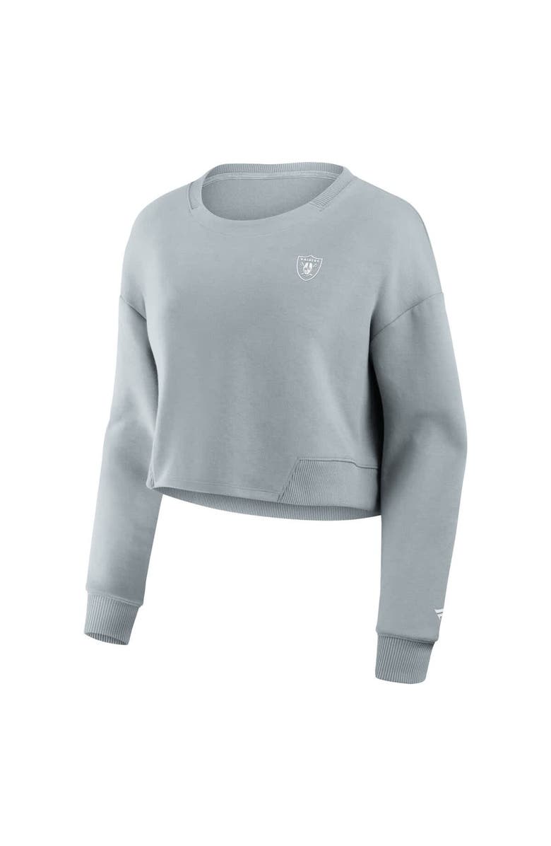 FANATICS Women's Fanatics Gray Las Vegas Raiders Studio Tri-Blend Cropped Pullover Sweatshirt, Alternate, color, Gray