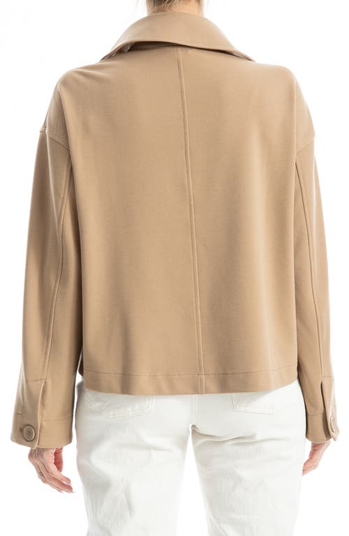 Max Studio Double Breasted Knit Twill Jacket In Khaki
