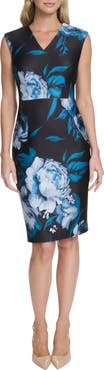 Calvin Klein Floral Scuba Sheath Dress