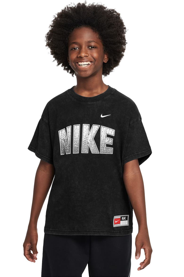 Kids' Sportswear Logo Cotton T-Shirt, Main, color, BLACK