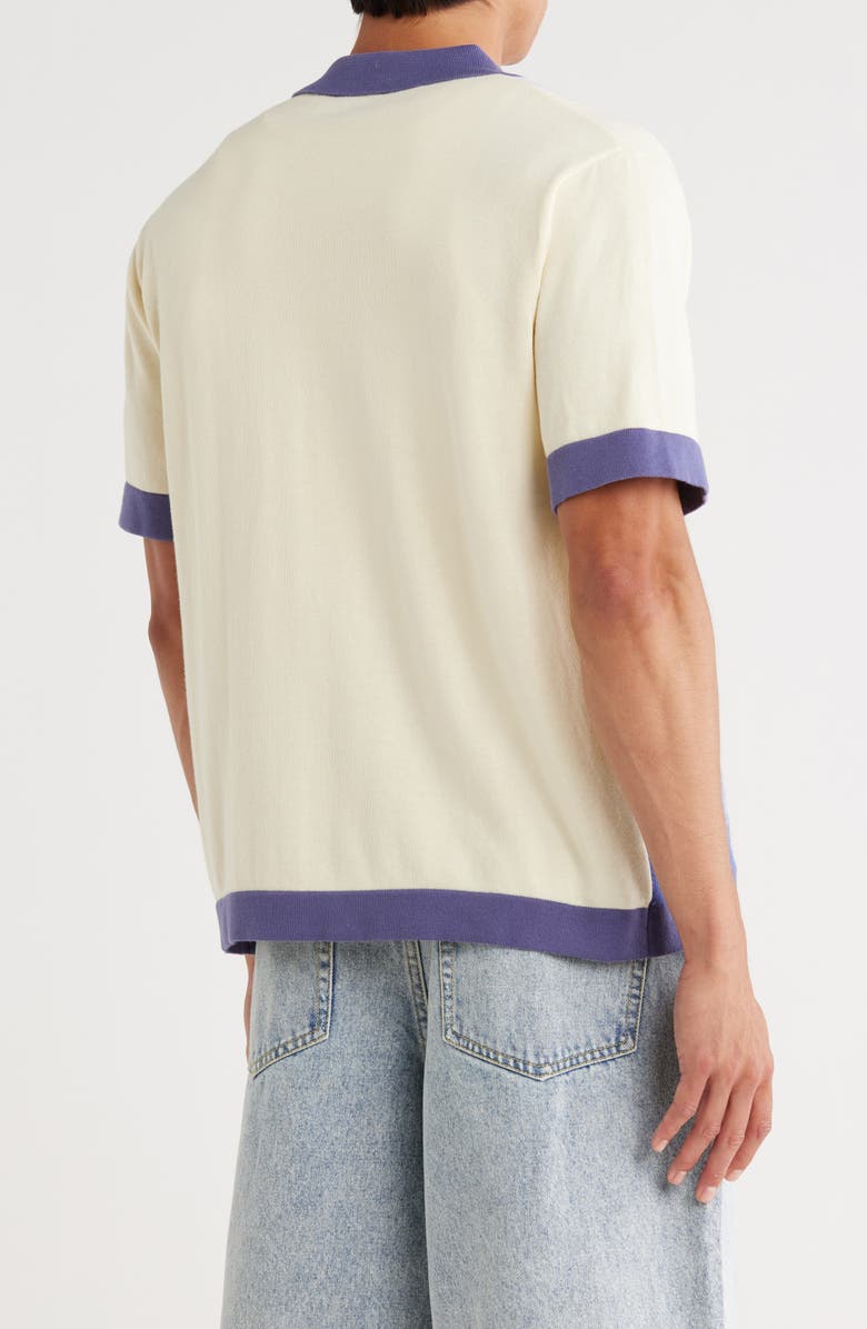 WeSC Short Sleeve Cotton Button-Down Sweater, Alternate, color, Elemental Blue