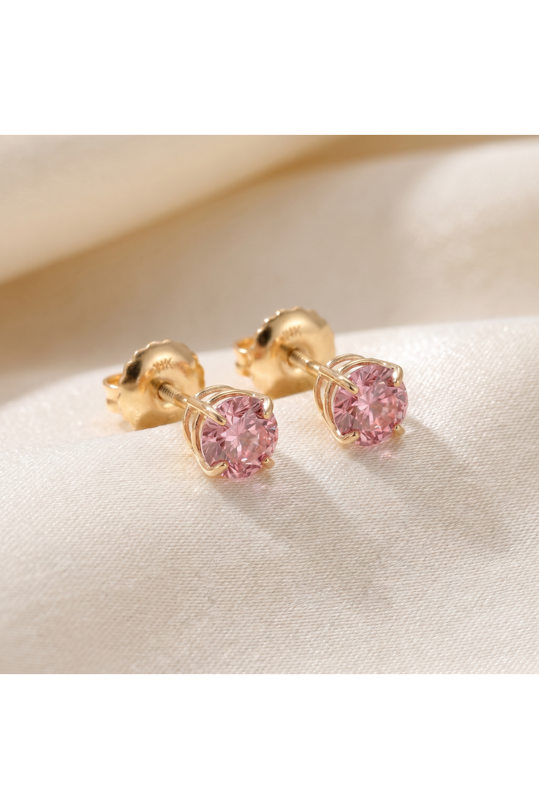 1/2Ct Pink Lab Grown Diamond Screw Back Studs, Alternate, color, 14k Yellow Gold