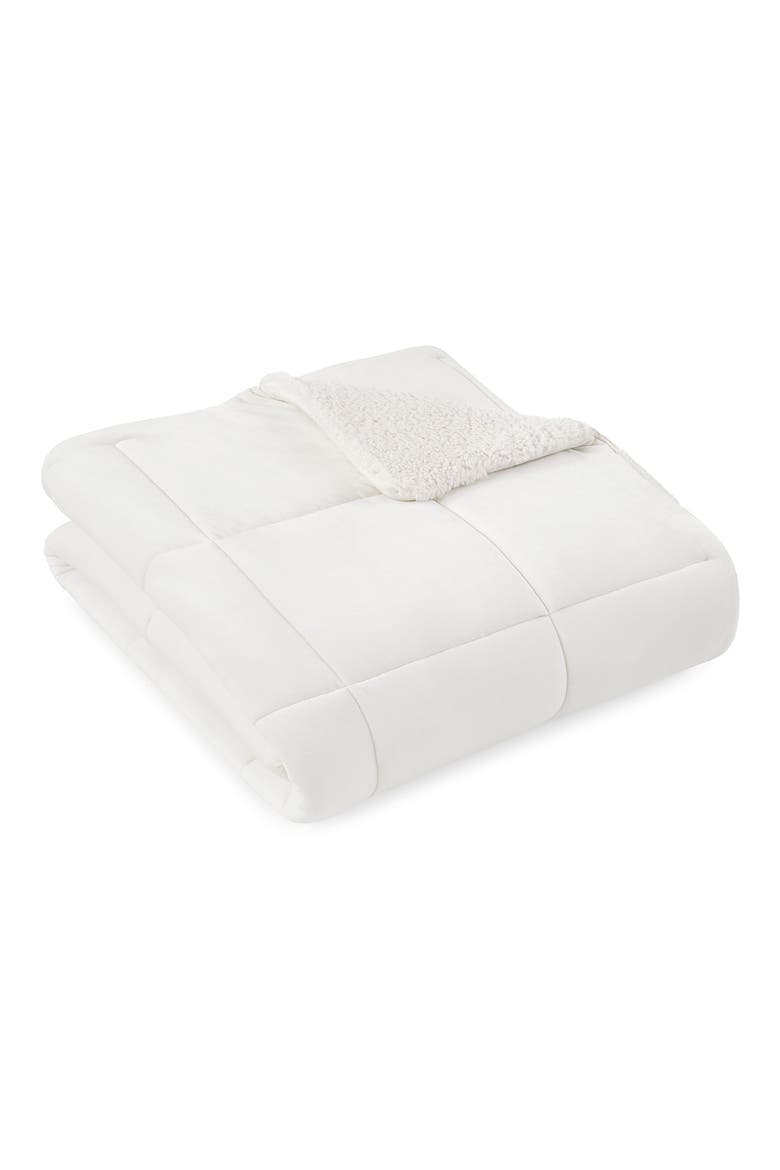 Blissful Reversible Quilted Fleece Comforter & Sham Set, Alternate, color, SNOW
