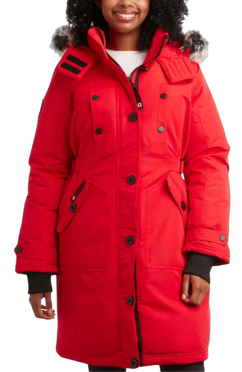 CANADA WEATHER GEAR Women's Long Winter Jacket, Main, color, Red