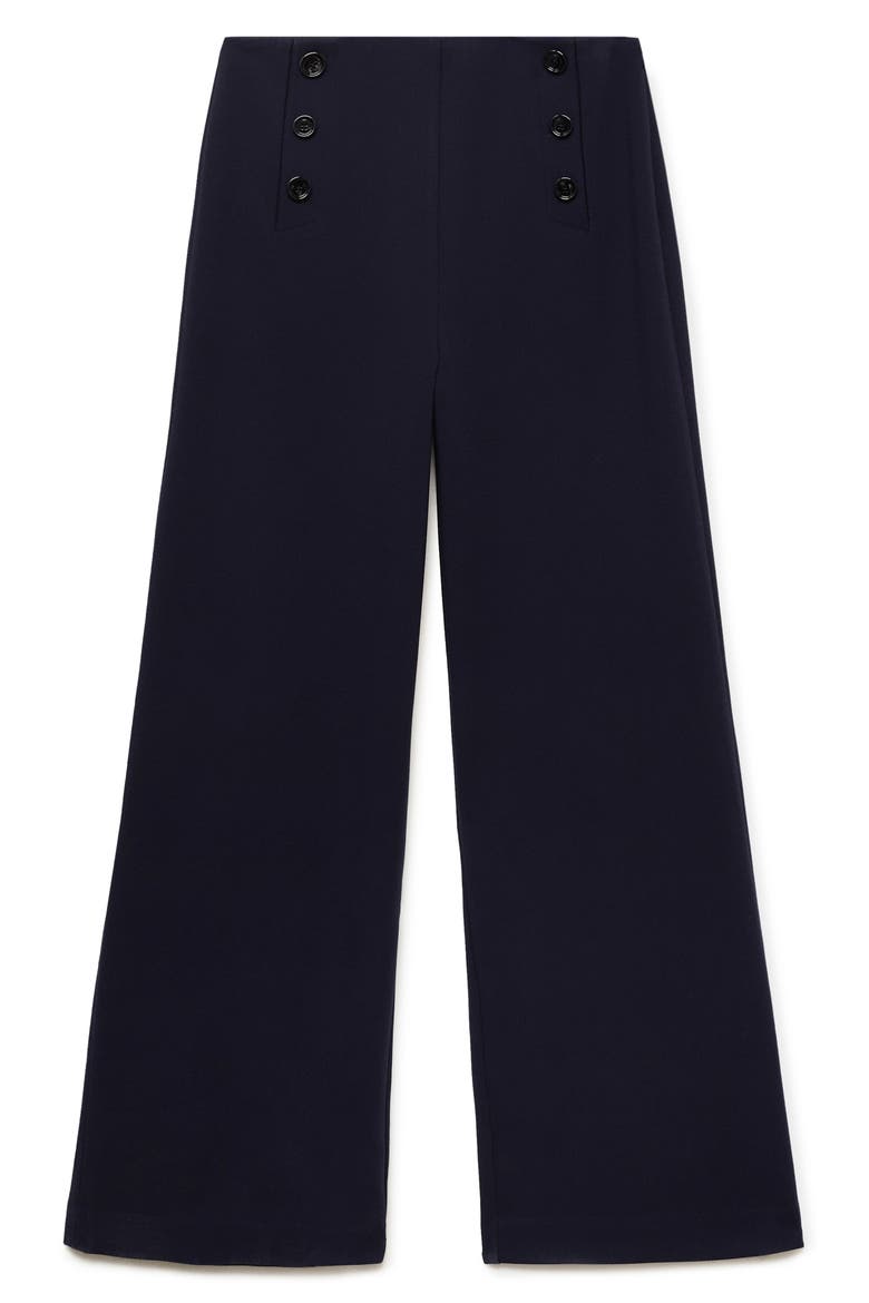 Button Wide Leg Pants, Alternate, color, NAVY