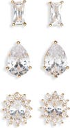Tasha Set of 3 Mixed Crystal Stud Earrings