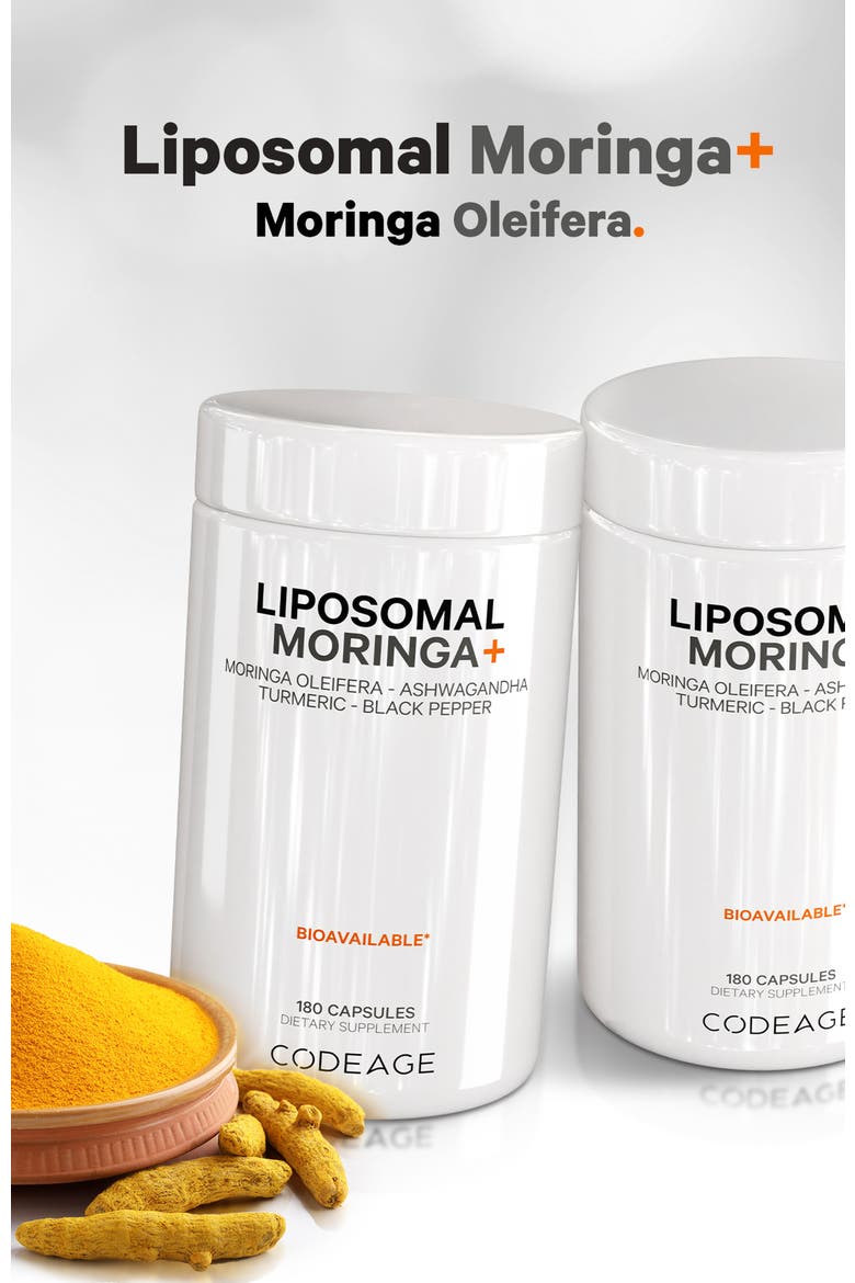 Liposomal Moringa + Turmeric & Ashwagandha Supplement, Alternate, color, White