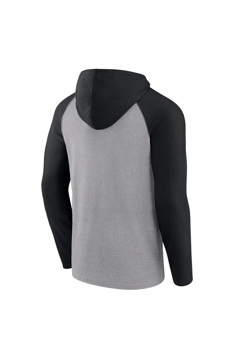 FANATICS Men's Fanatics Gray/Black Las Vegas Raiders Under Center Long Sleeve Hoodie T-Shirt, Alternate, color, 