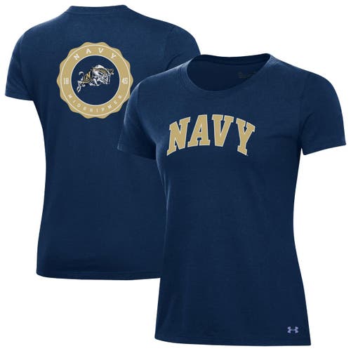Under Armour Navy Navy Midshipmen Essentials 2-hit Performance T-shirt In Blue