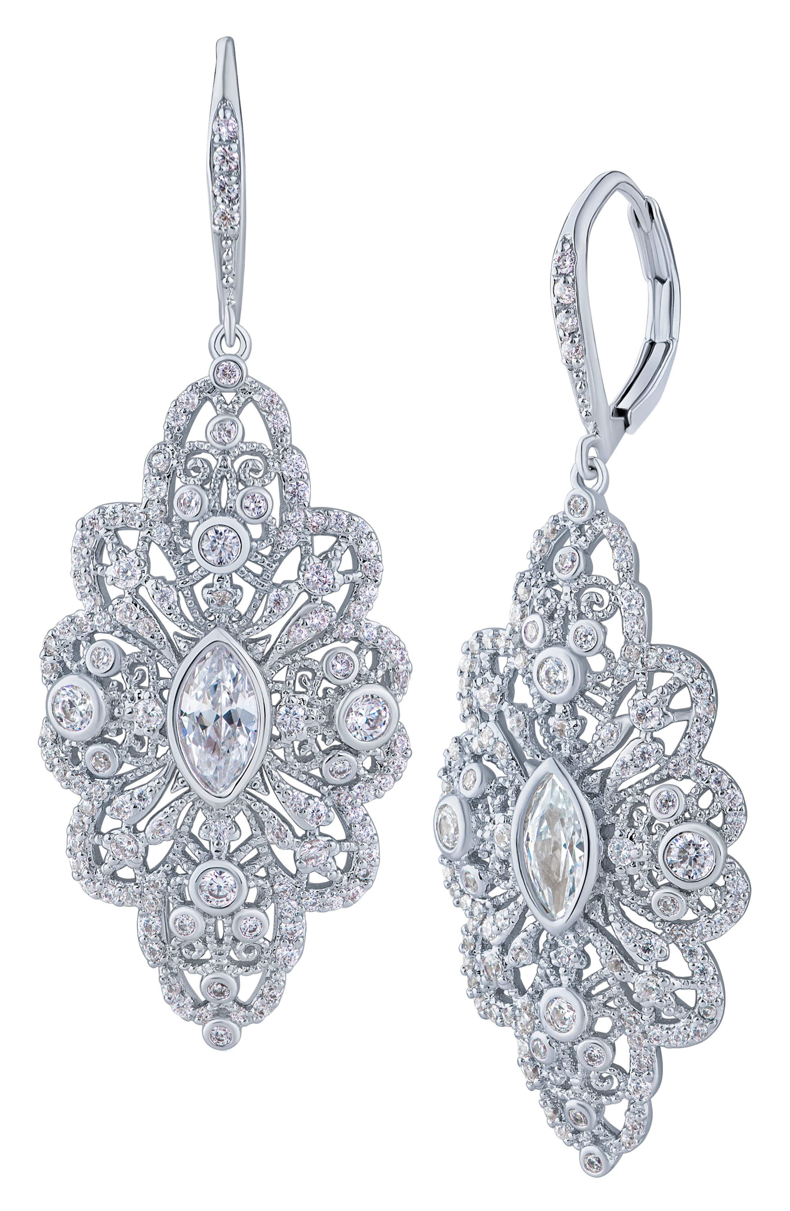 JARDIN Open Work Filagree Drop Earrings
