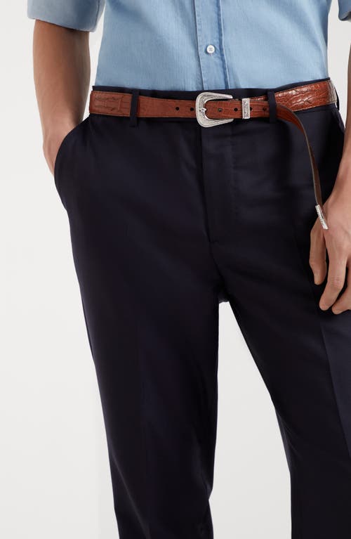 Brunello Cucinelli Tapered-leg Wool Trousers In Blue