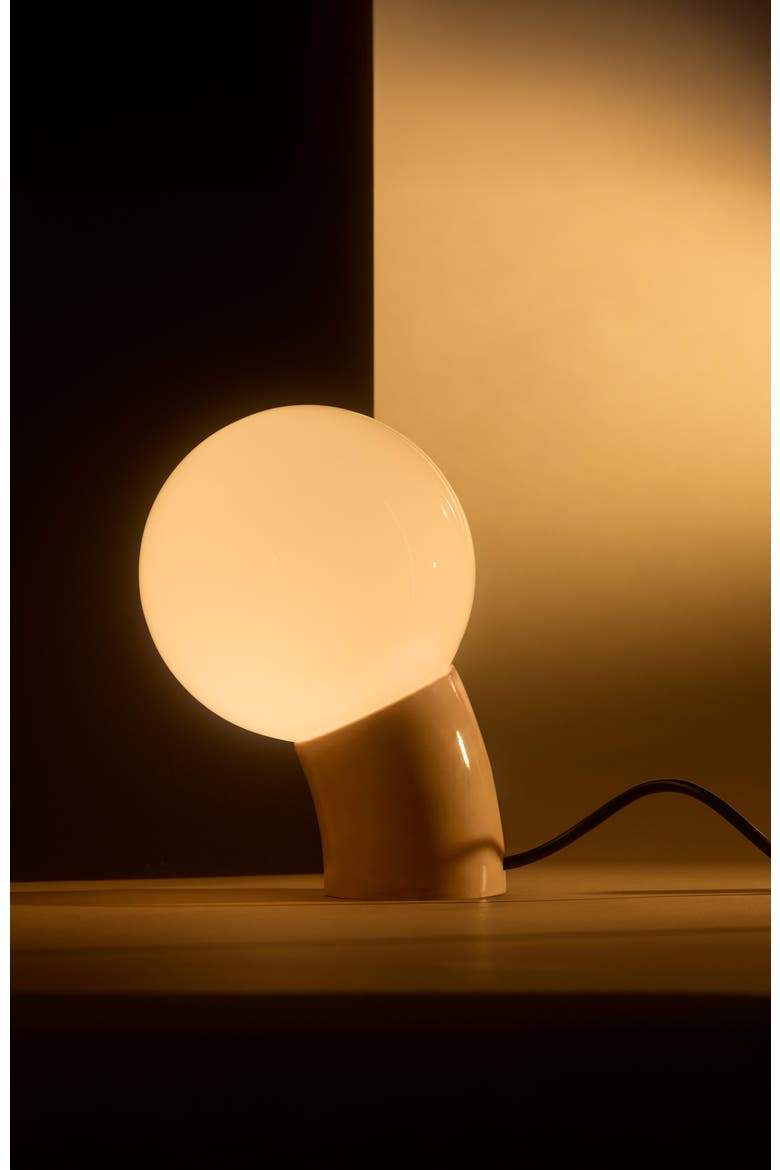 Vino 8" Curved LED Table Lamp with Globe Forsted Glass Shade and Phone Charging USB-C Port, Alternate, color, Cream