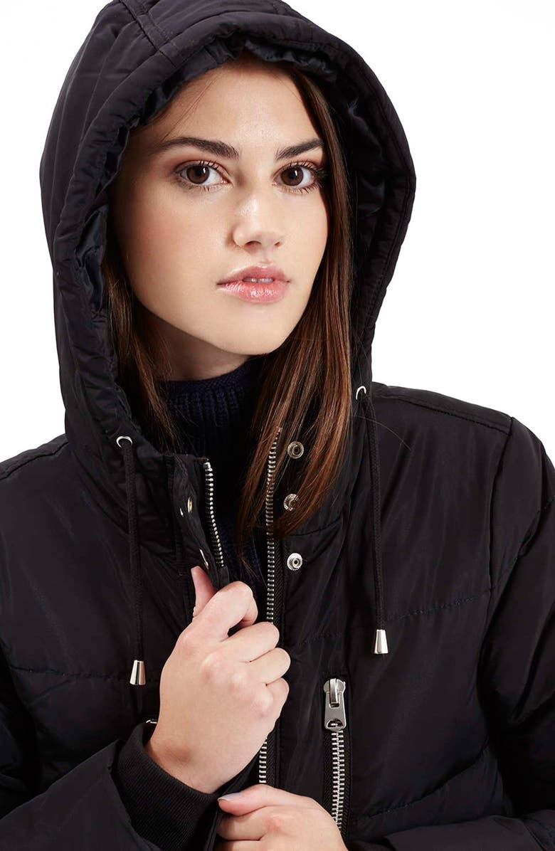 Topshop 'Percy' Quilted Longline Parka, Alternate, color, 