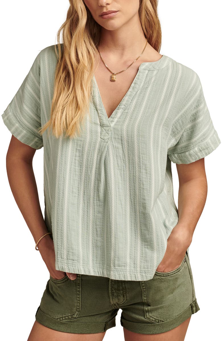 Lucky Brand Stripe Dolman Sleeve Top, Main, color, Gray Mist