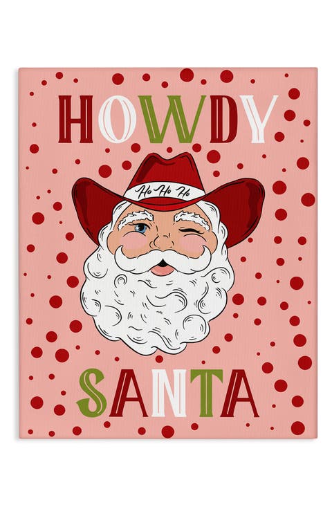 Howdy Santa Christmas Canvas Wall Art