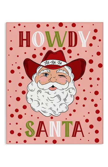 Stupell Industries Howdy Santa Christmas Canvas Wall Art In Pink