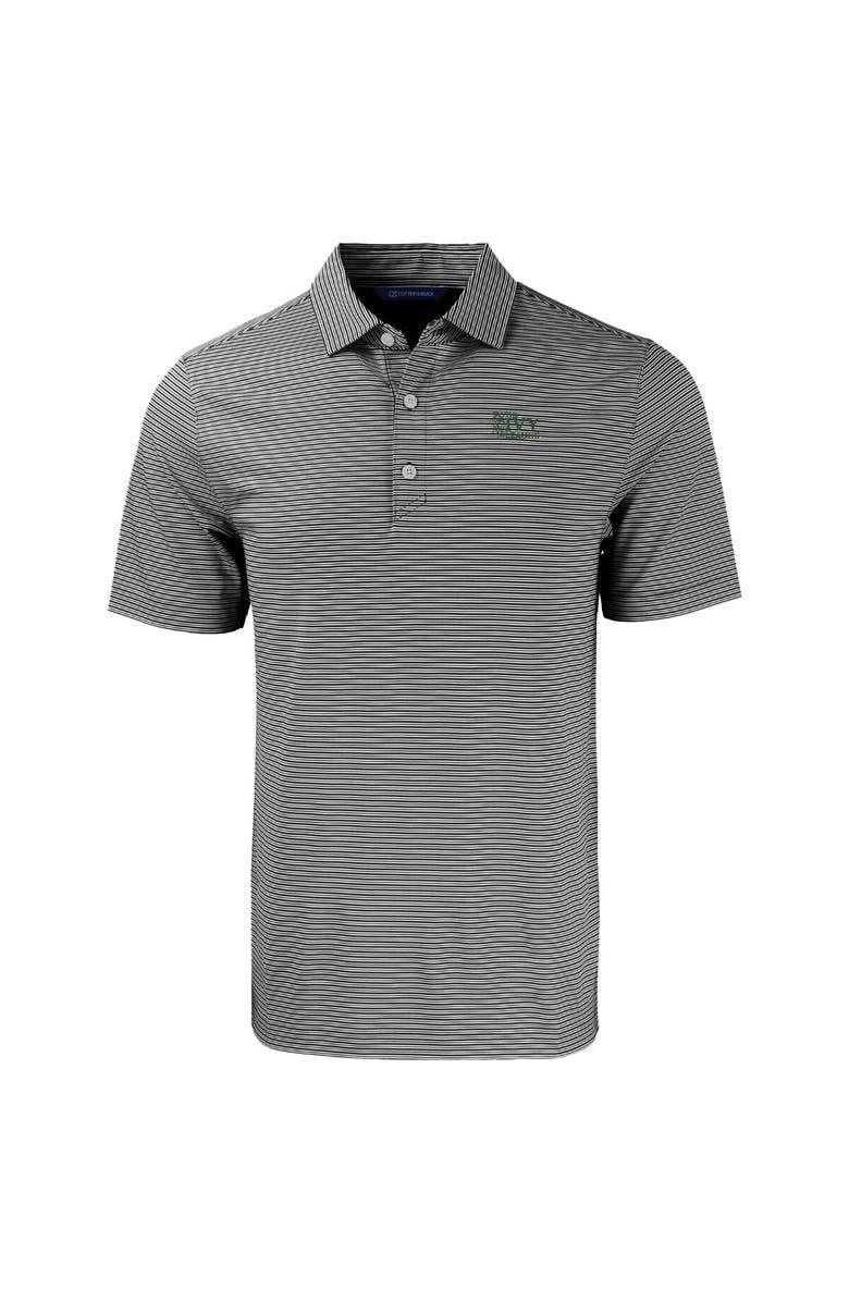 Cutter & Buck Men's Cutter & Buck  Black/White Ivy League Tri-Blend Forge Eco Double Stripe Stretch Recycled Polo, Alternate, color, 