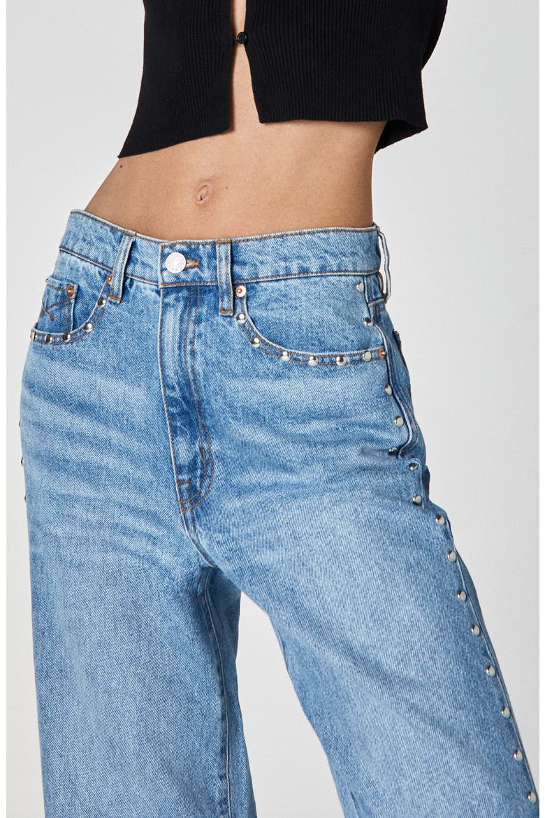 Jolene Studded Pocket High Waist Flare Leg Jeans, Alternate, color, LA BREA