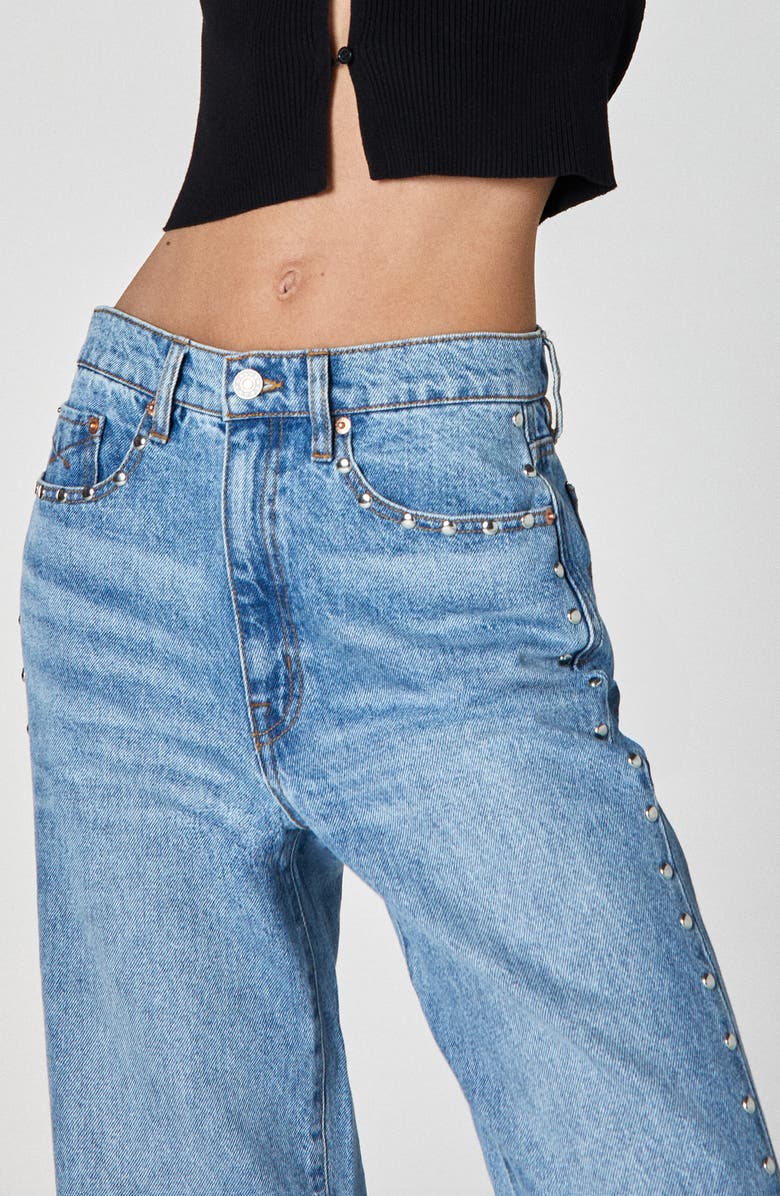 Unpublished Jolene Studded Pocket High Waist Flare Leg Jeans, Alternate, color, 