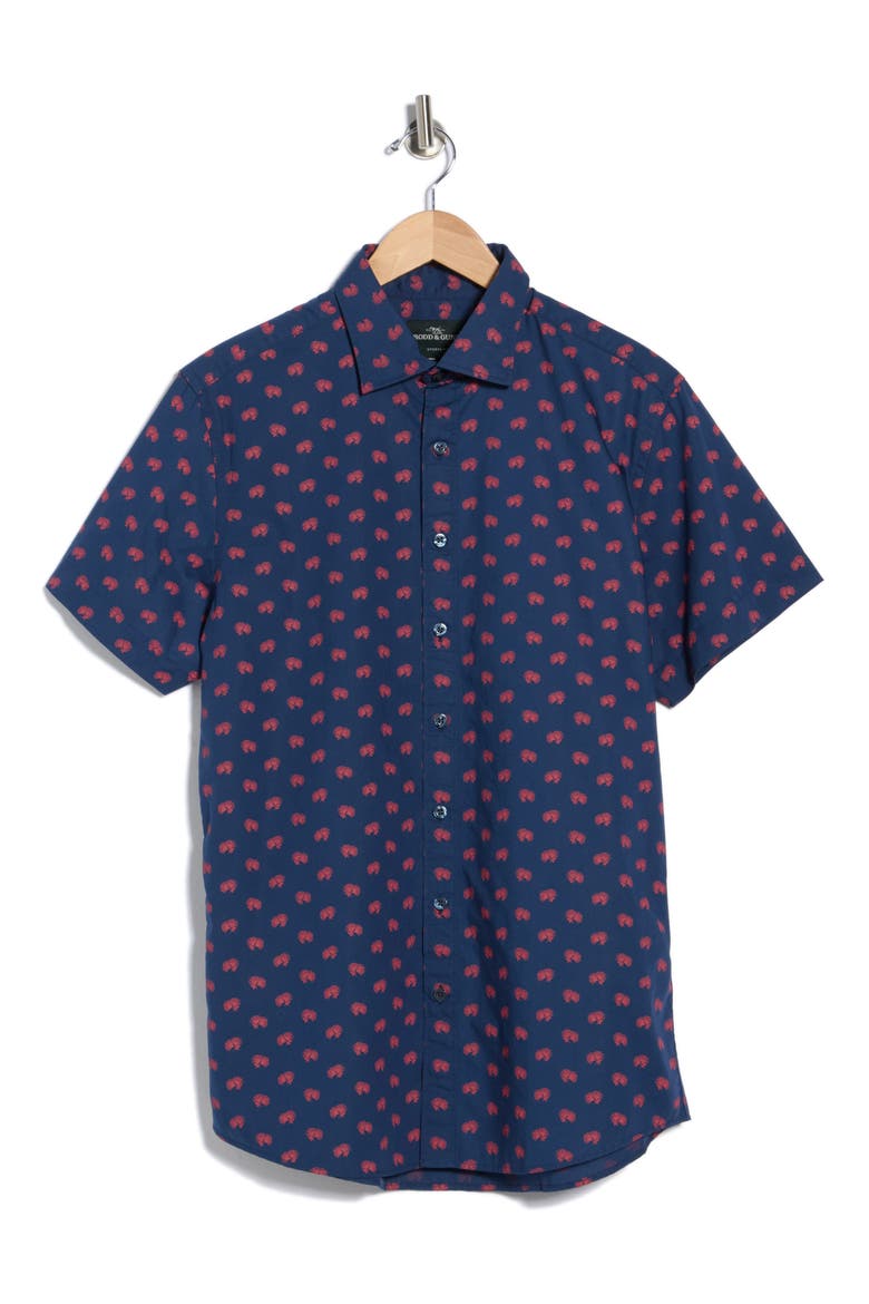 Woodburne Short Sleeve Button-Up Shirt, Alternate, color, INK